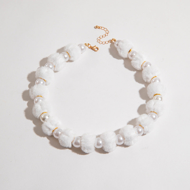 Wholesale Colorful Beaded Pom Pom Beaded Christmas Series Necklace ACC-NE-YongGe014