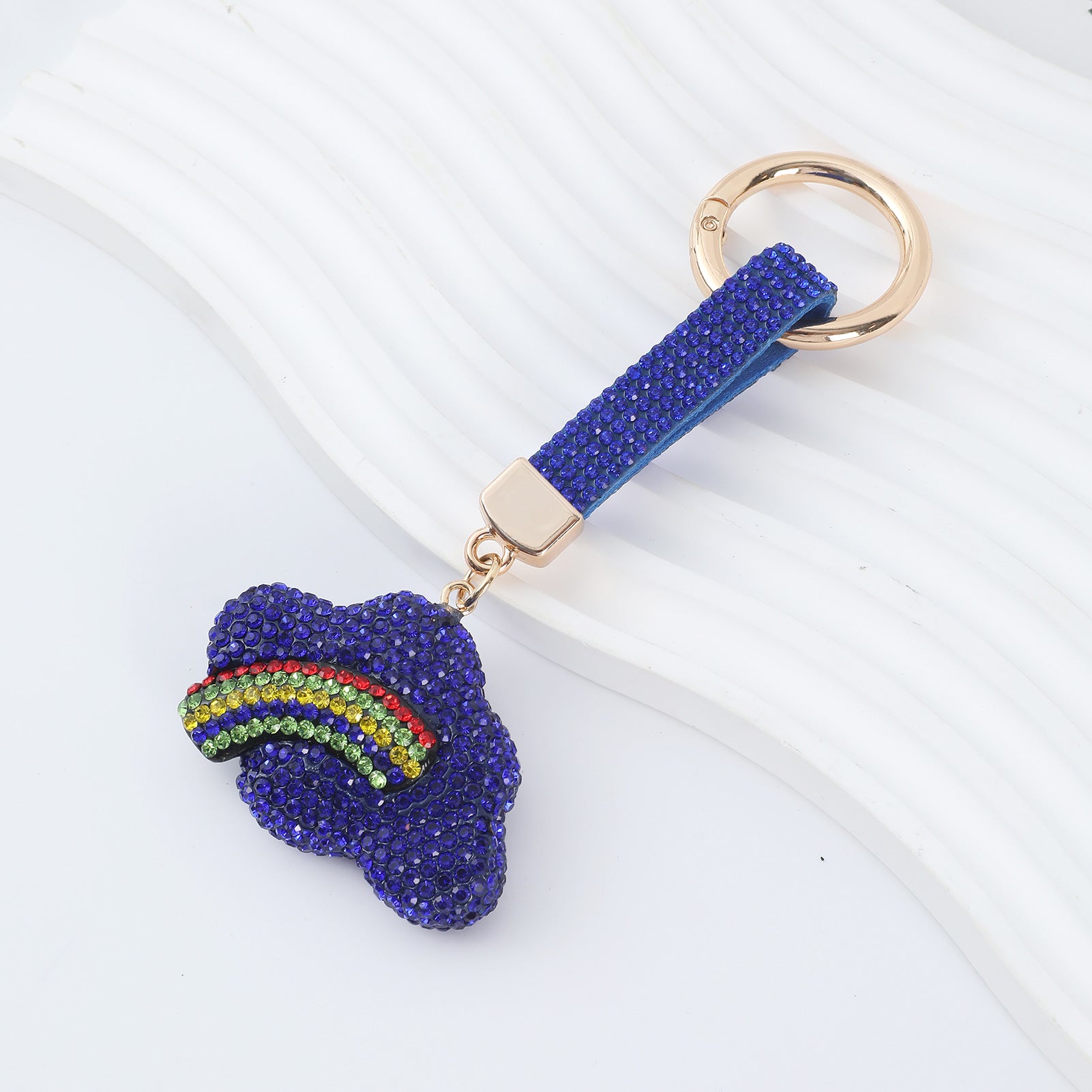 Wholesale double-sided diamond-encrusted colorful cloud  keychain