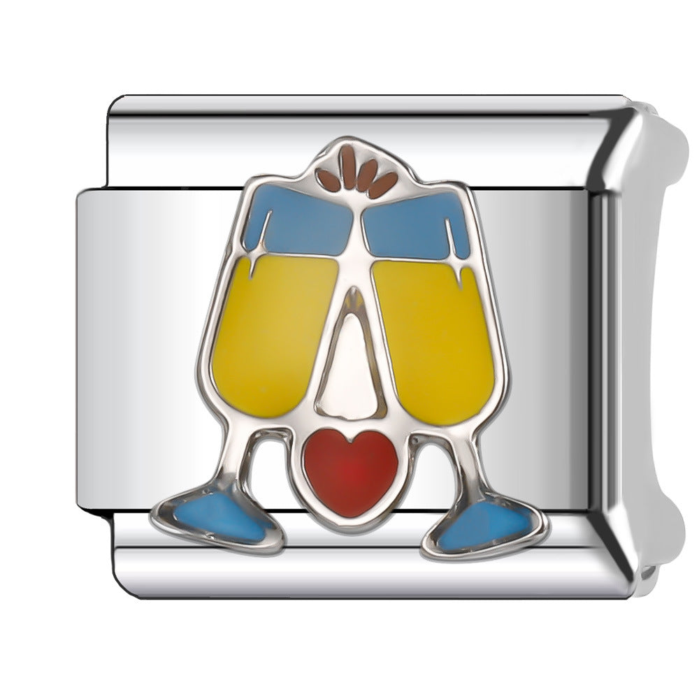 Wholesale Italian Charm Bracelet 9mm DIY Splicing Food & Beverage Series Stainless Steel Composable Bracelet