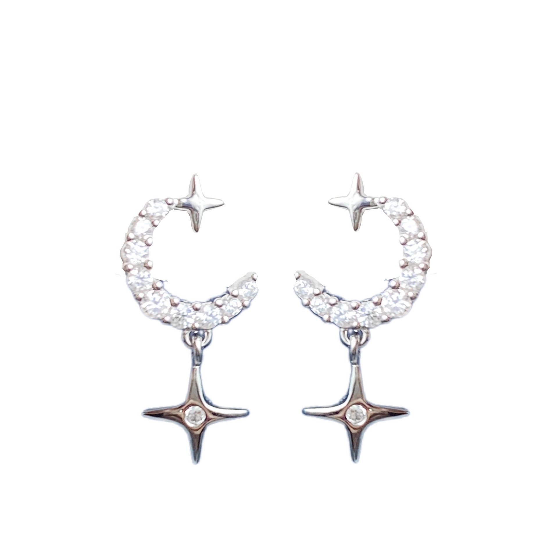 Wholesale s925 Sterling Silver Earrings Sun Moon Star Tassel Earrings