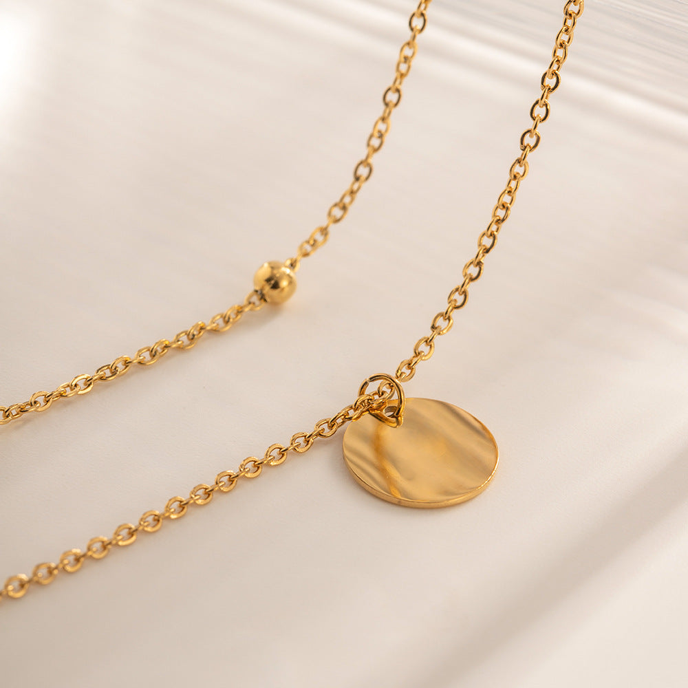 Wholesale Stainless steel double-layered ball chain pendant necklace