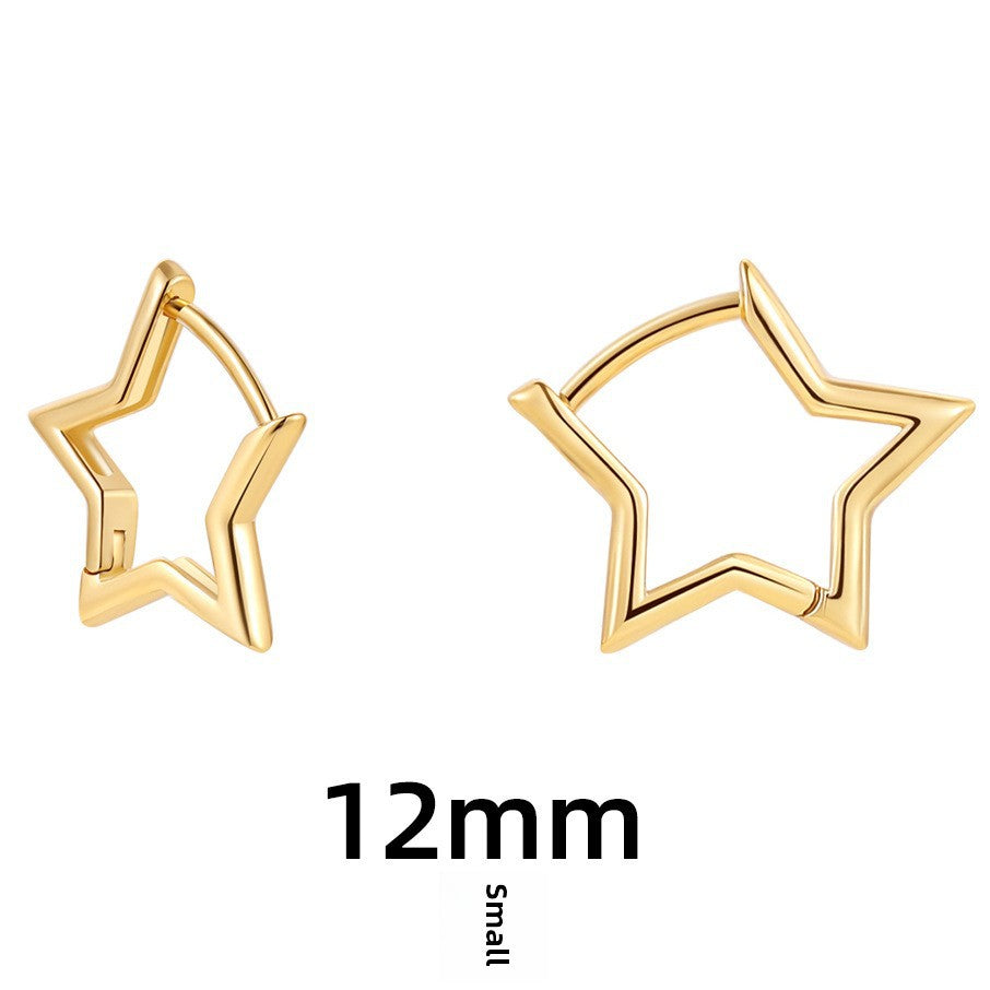 Wholesale Stainless Steel Earrings Hollow Copper Five-pointed Star Love Earrings