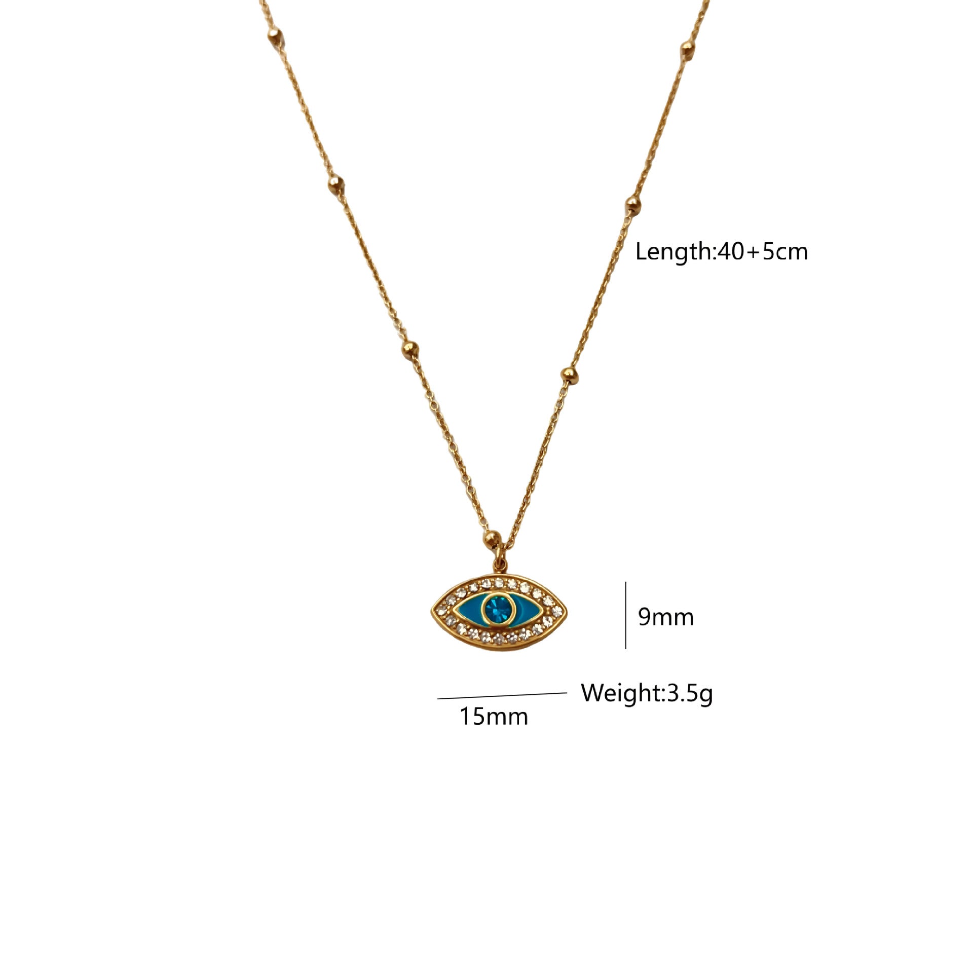 Wholesale  Devil's Eye Pendant Gold Chain Stainless Steel Gold Plated Planet  Necklace
