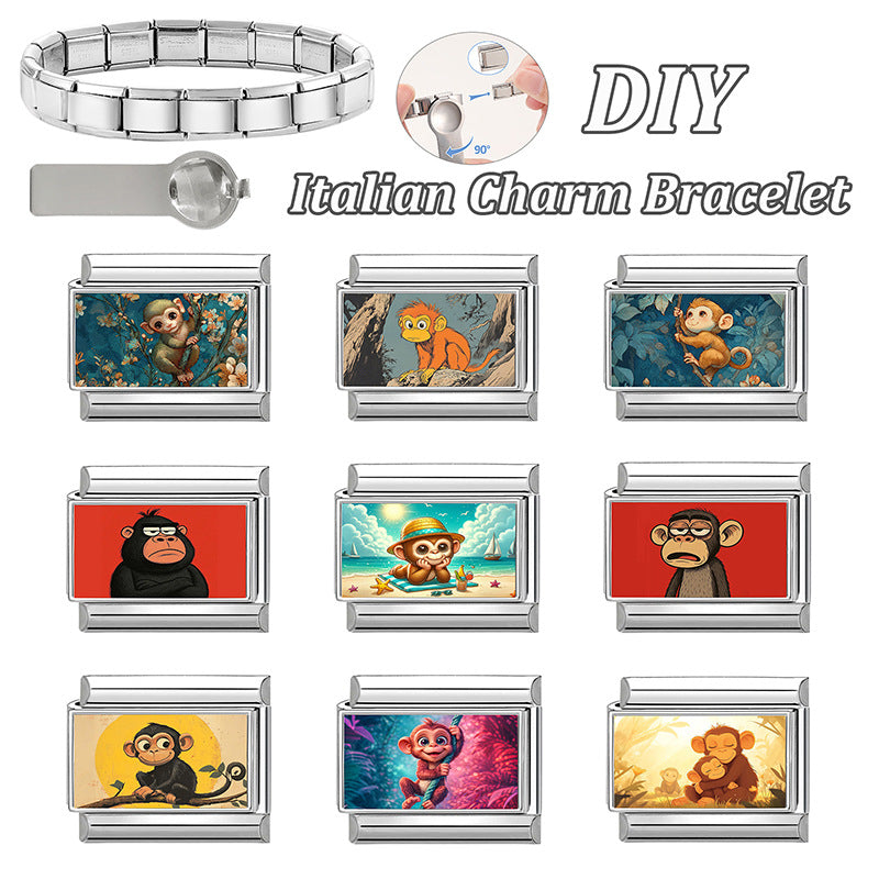 Wholesale Cartoon Monkey Modular Bracelet Stainless Steel Jewelry Accessory Gift Idea