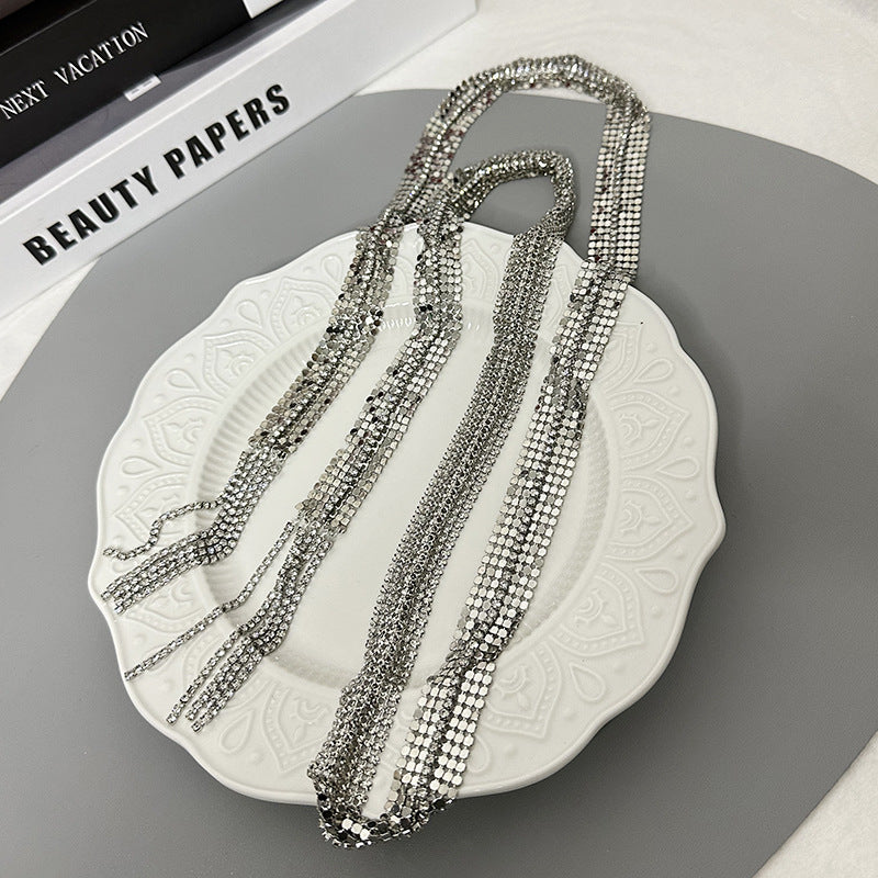 Wholesale Sequin Rhinestone Tassel Necklace