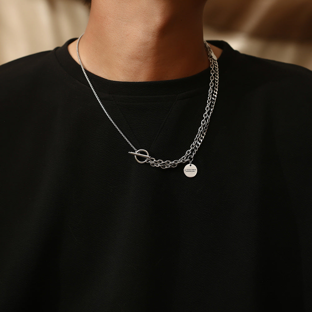 Wholesale Titanium Steel Pendant Double Layer Necklaces ACC-NE-Yixin003