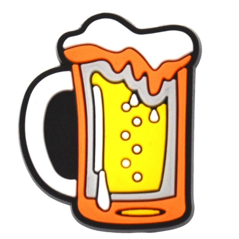 Wholesale Random 100pcs beer  PVC Soft Rubber Shoe Buckle Decoration