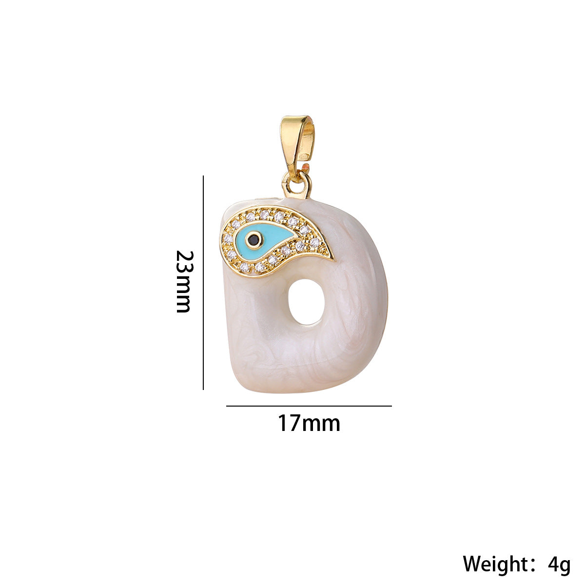 Wholesale Evil Eye Letter Pendant 16K Gold Plated Copper With Zircon Fashion Decorative Accessory DIY Jewelry Charm Boutique Gift Resale