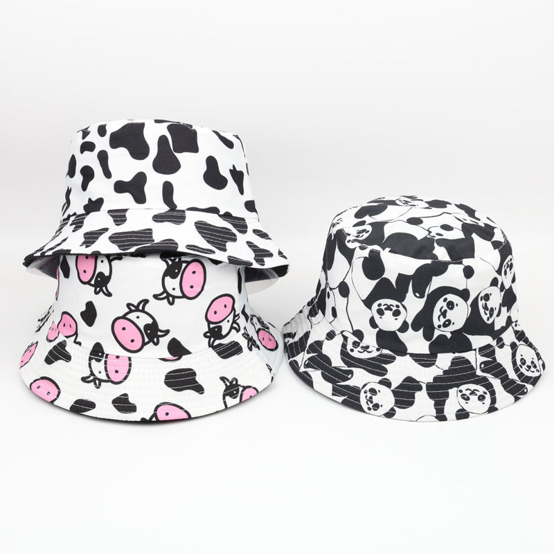 Wholesale  Cow Zebra Fisherman Hat Retro Sun Hat Bucket Hat