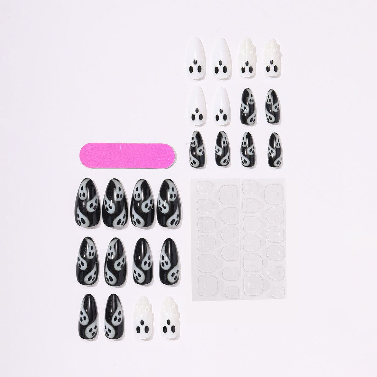 Wholesale 24 Pieces/  box Black and white  ghost Nails Kits Nail Stickers