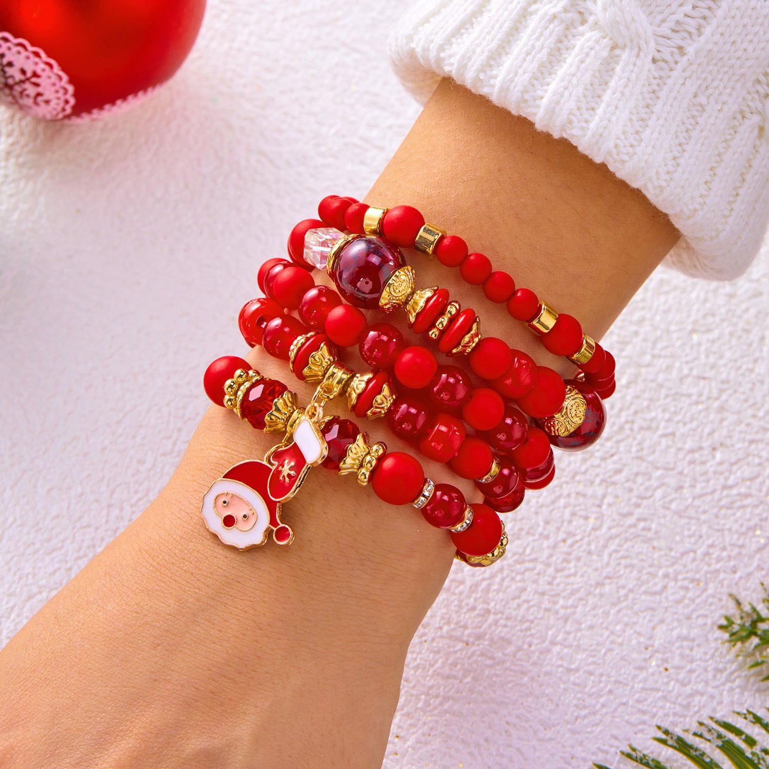 Wholesale Christmas  Elk Beaded Multi-Layer Bracelet