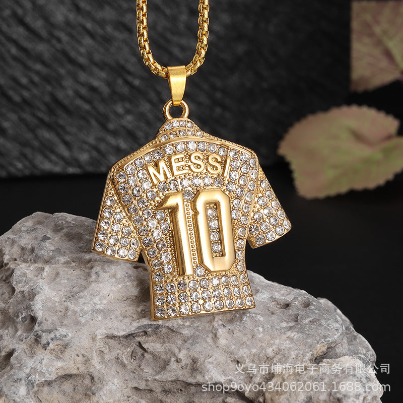 Wholesale   gold-plated diamond football pendant necklace