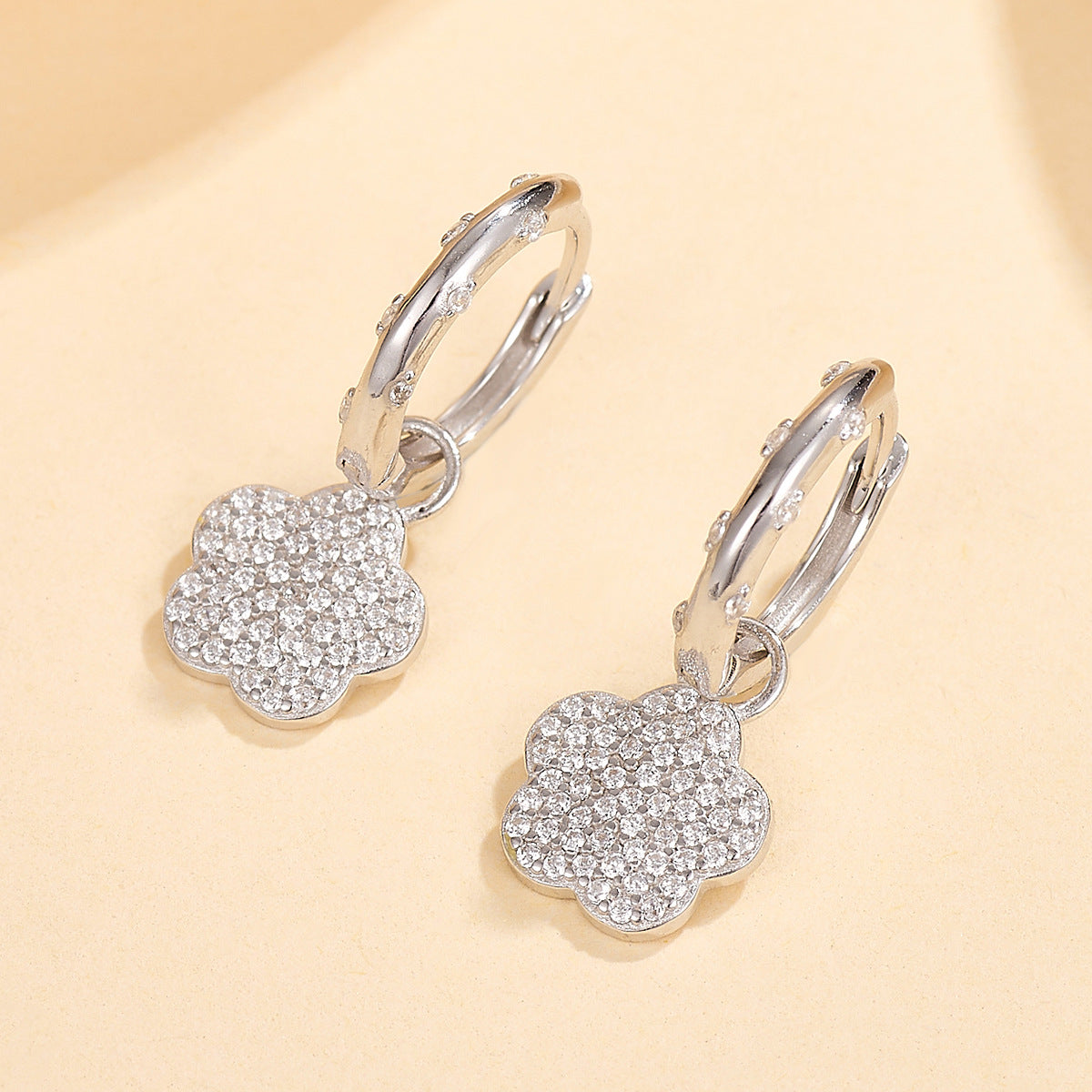 Wholesale S925 Sterling Silver Micro Inlaid Zircon Flower Earrings ACC-ES-JingXu002