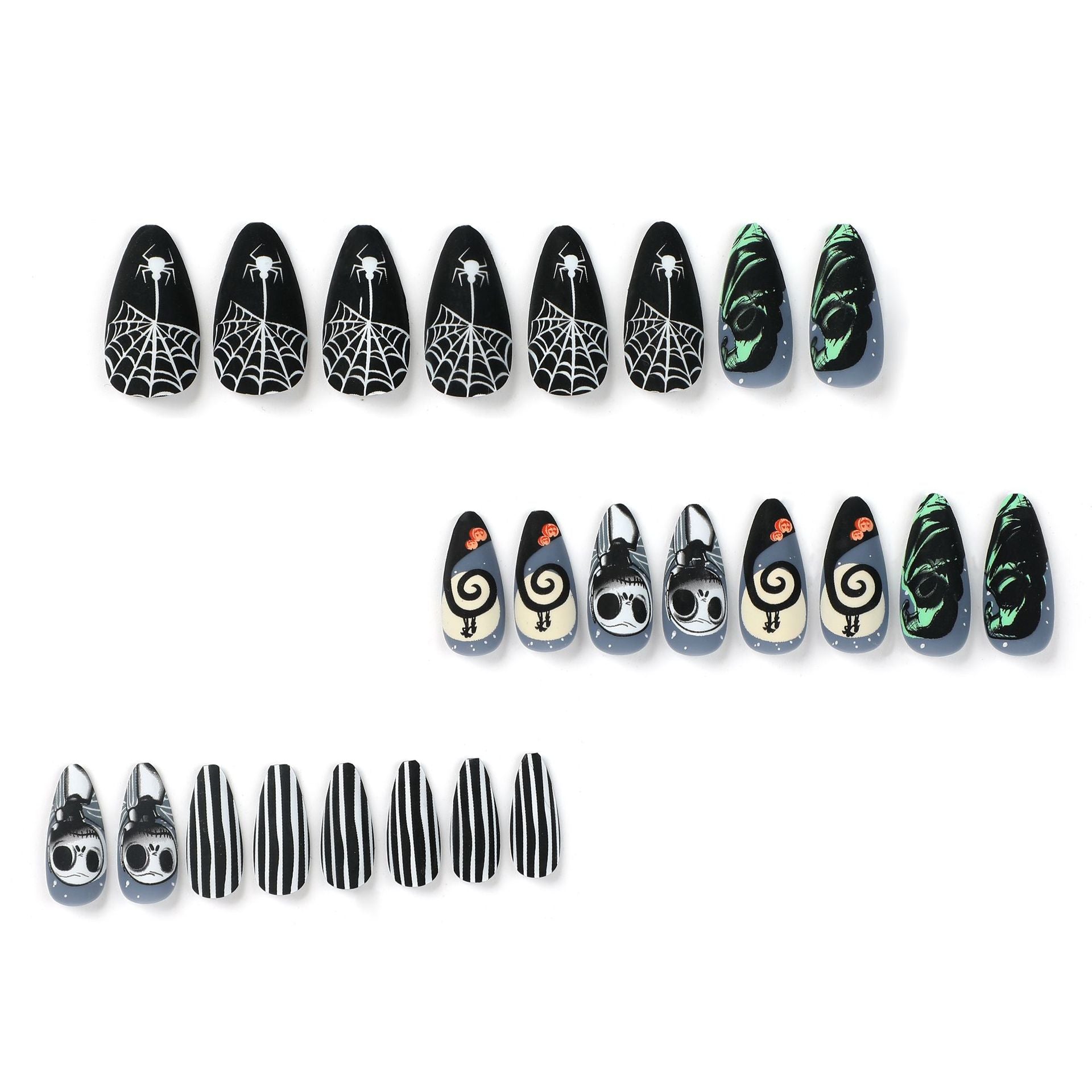 Wholesale 24 Pieces/box Halloween Pumpkin Spider Press-on Nails Kits Nail Stickers ACC-NS-LeFan063