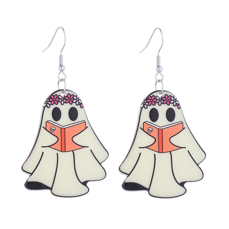 Wholesale Halloween Themed Earrings Funny Ghost Pumpkin Bat  Acrylic Earrings