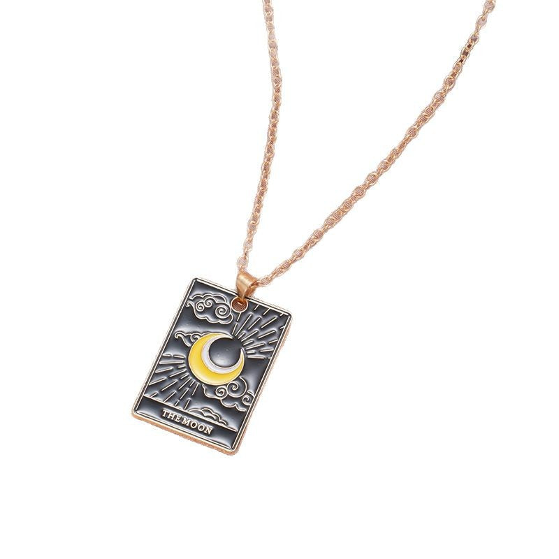 Wholesale Dark Tarot Sun Moon Star Sun Compasses Moon Star Necklace