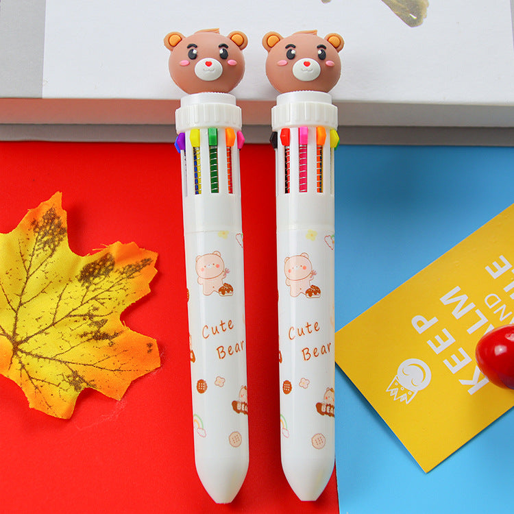 Wholesale Creative Bear Press ten color ballpoint pen