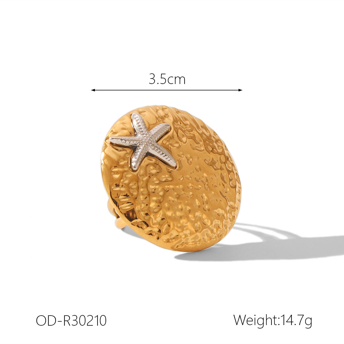 Wholesale Ocean Style Titanium Steel  Round Hammer Pattern Ring