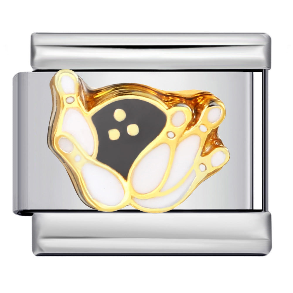 Wholesale Italian Charm Bracelet 9mm DIY Splicing Removable Ball Sports Element Stainless Steel Composable Bracelet