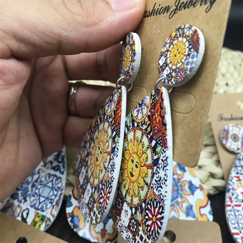 Wholesale Bohemian Wooden Drop Earrings ACC-ES-FX018