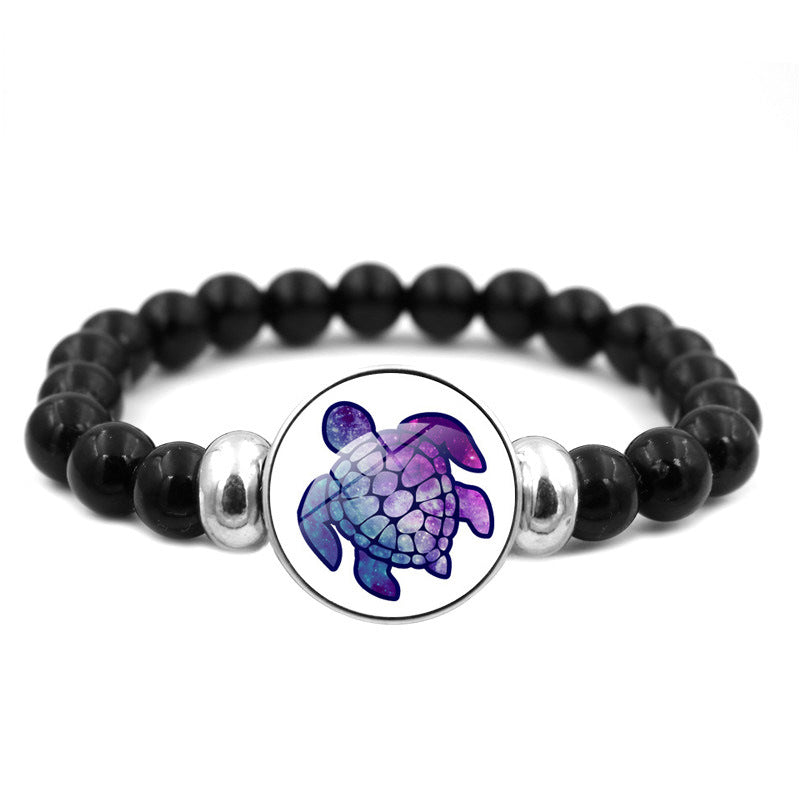 Wholesale Rendering Color Turtle Bracelet Black Elastic Beaded Resin Bracelet ACC-BT-JiaYun001