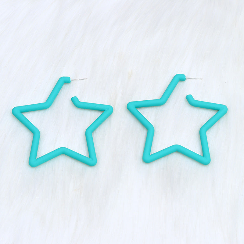 Wholesale  Geometric Five-pointed Star Spray Paint Earrings