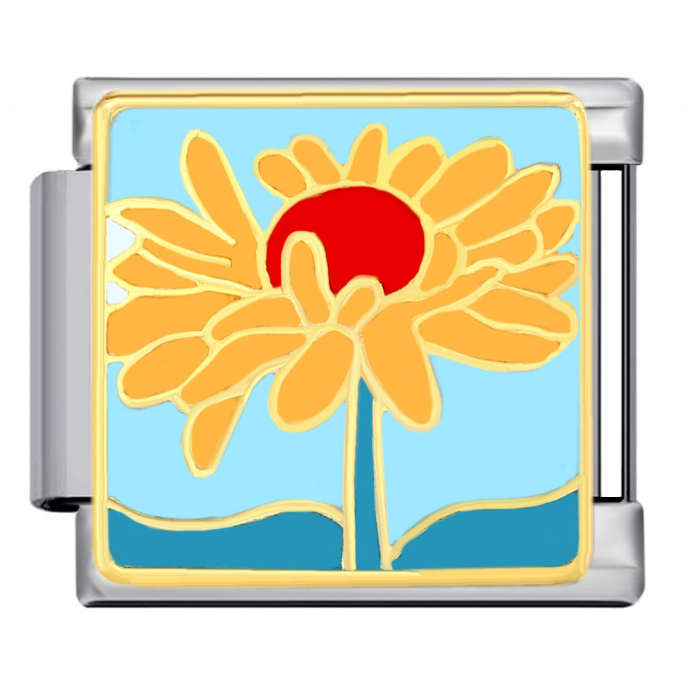 Wholesale Italian Charm Bracelet 9mm DIY Splicing Flower Series Stainless Steel Composable Bracelet