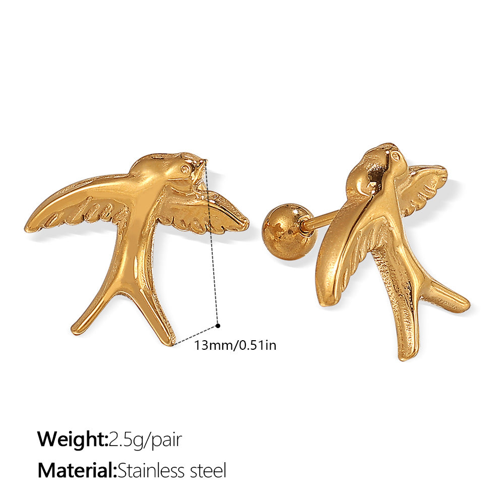 Wholesale Stainless Steel Electroplated Bear Ear Studs with Micro Zircon,  Everyday Fashion Accessory