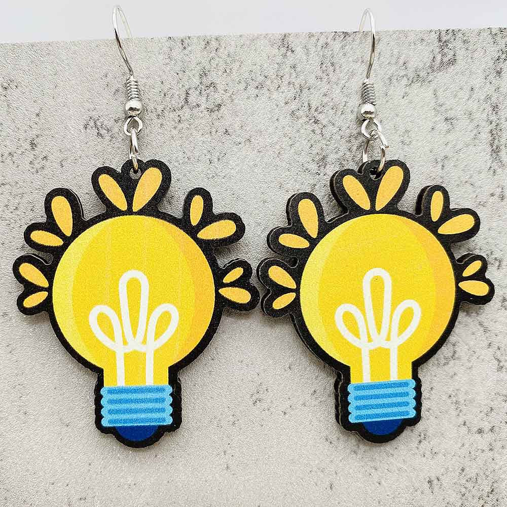 Wholesale Teachers' Day Earrings Pencil Alarm Clock Wooden Earrings