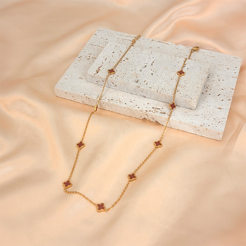 Wholesale 7mm Double-sided Natural Shell Four-leaf Clover Bracelet ACCVIP-BT-Xiangou004