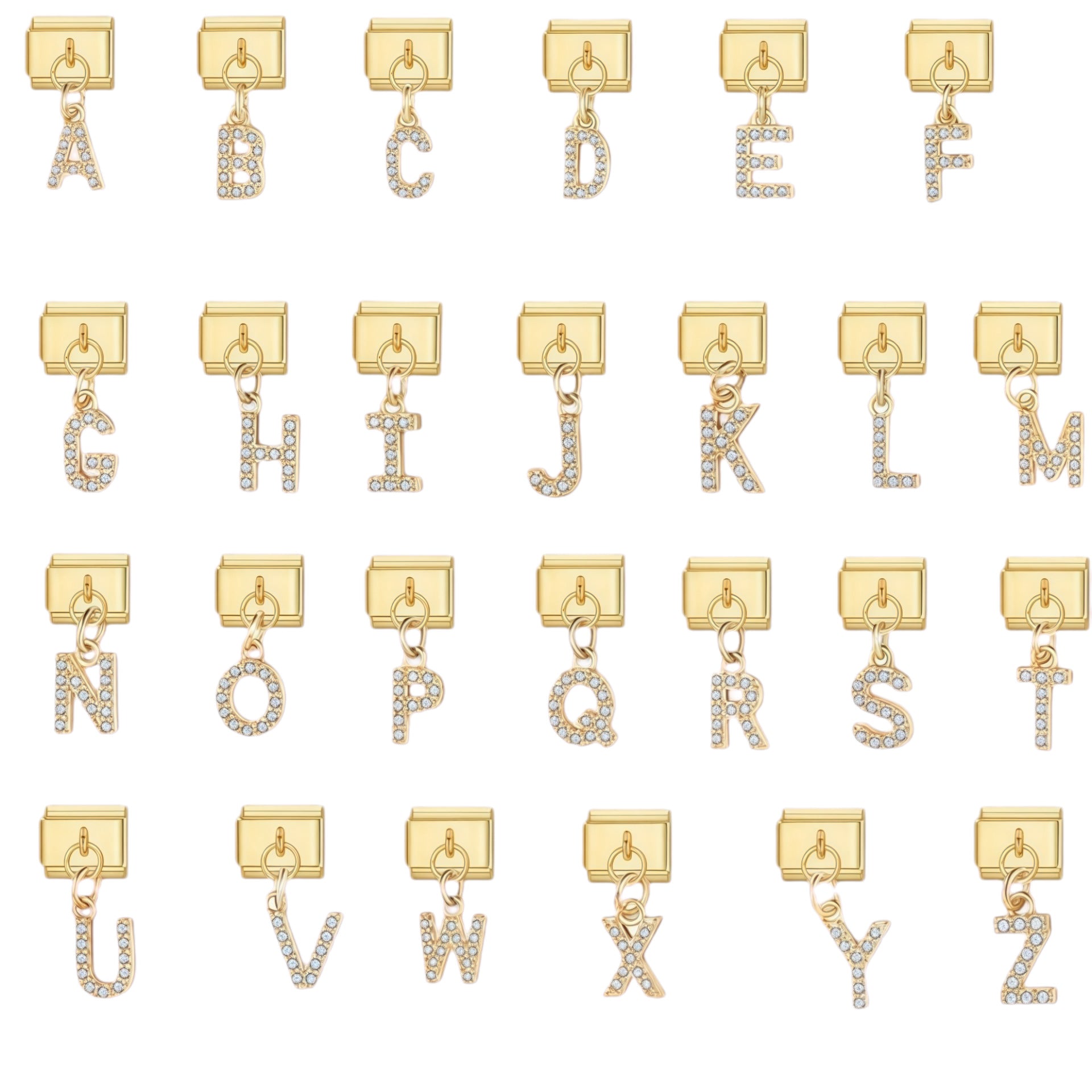 Wholesale Gold-Plated Stainless Steel English Letter Charm Pendant for DIY Bracelet Jewelry Accessory