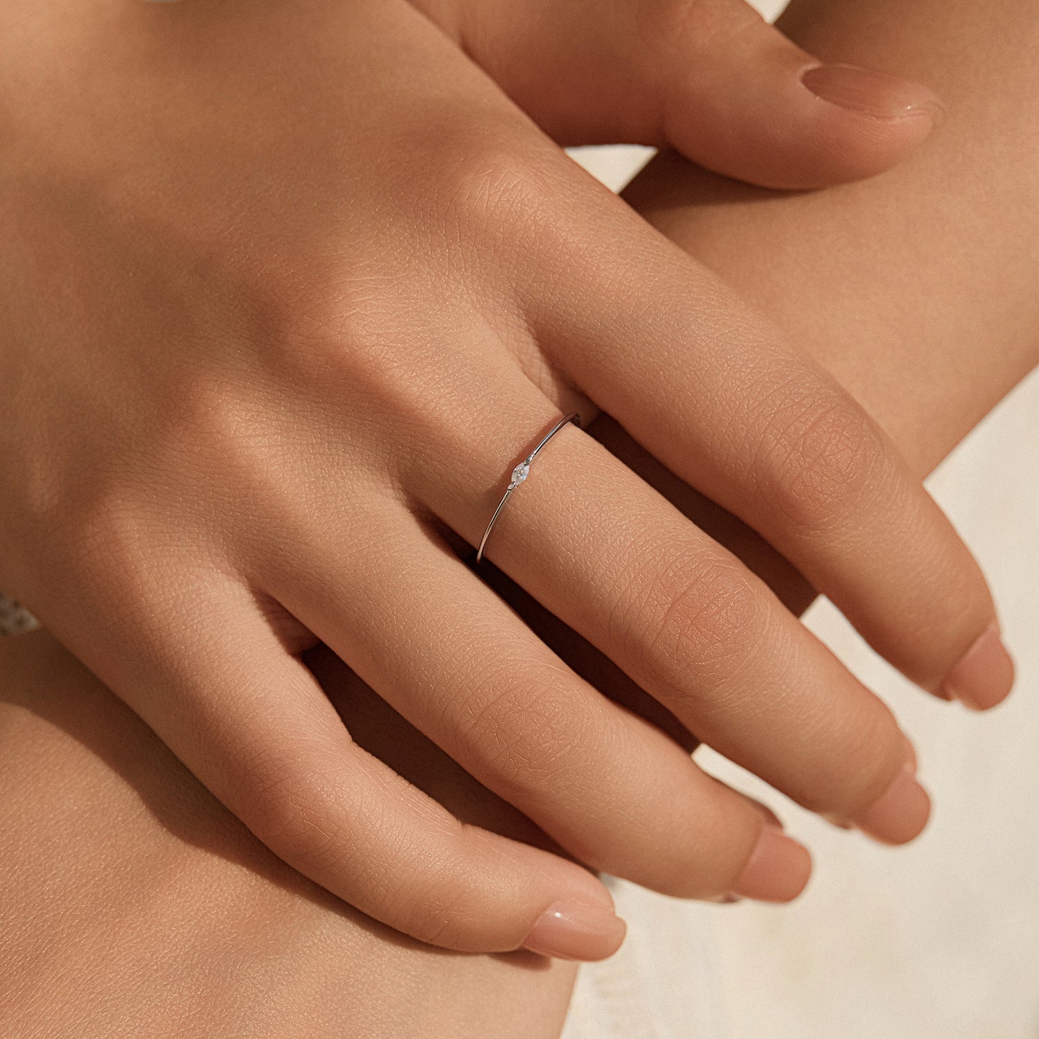 Wholesale Minimalist Moissanite S925 Sterling Silver Stacking Ring For Women Fashion Jewelry Accessory