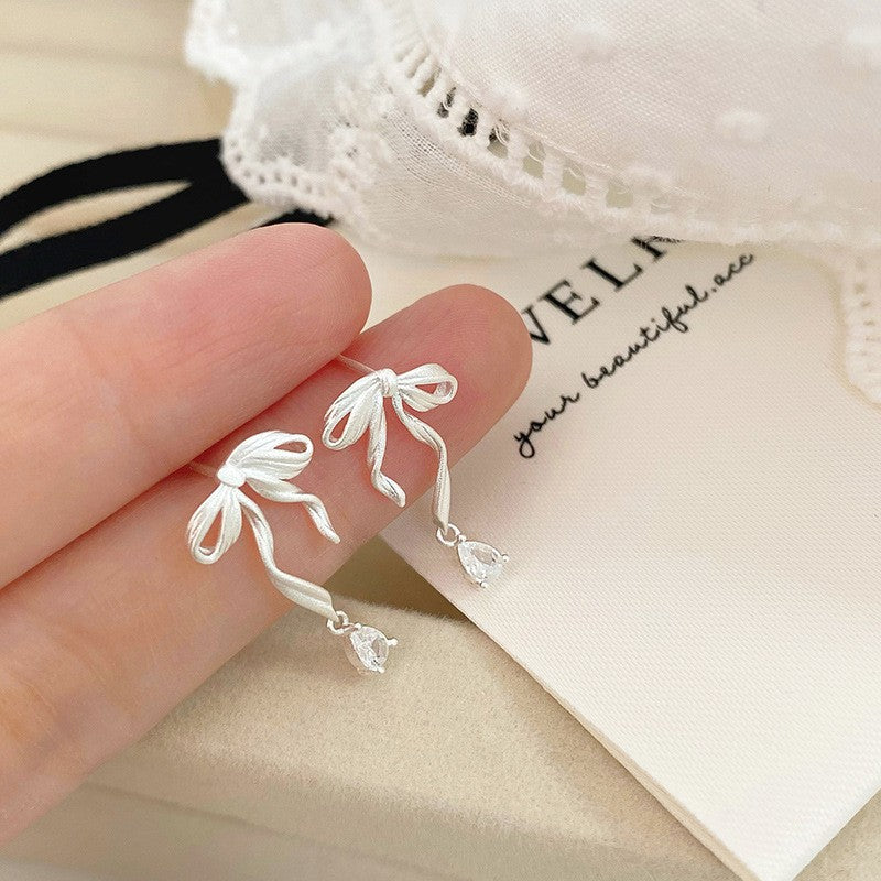 Wholesale  Retro Ribbon  Bow Three-color Earrings