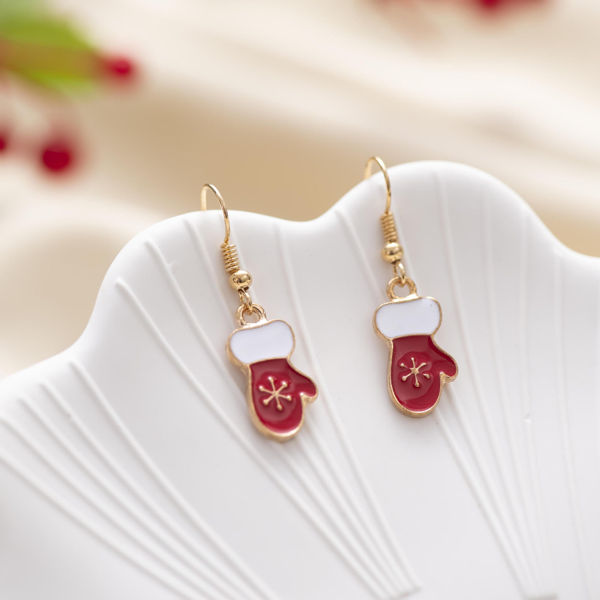 Wholesale Christmas Earrings Green and Red Oil Drop Earrings Elk Santa Claus Earrings ACC-ES-Zhey005