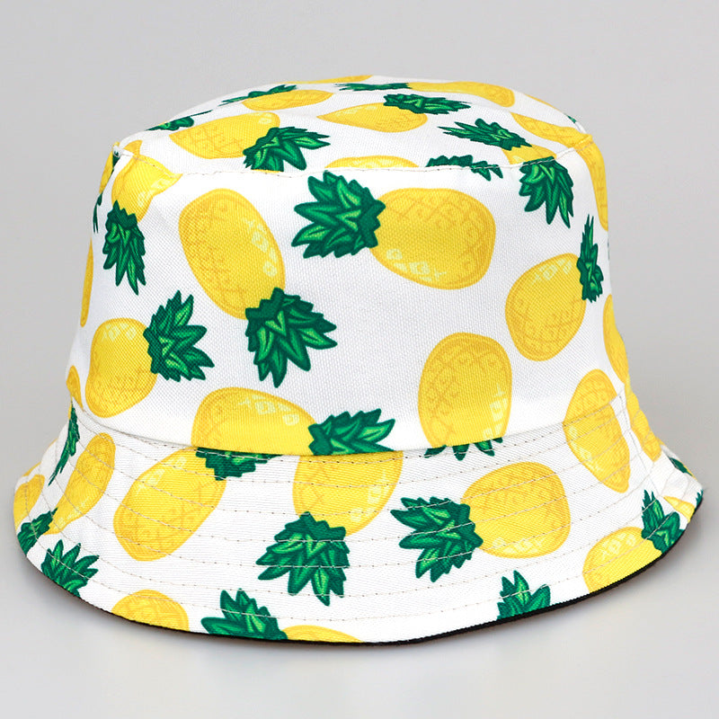 Wholesale Tropical fruit double sided wearing printed pot hat outdoor Bucket Hat