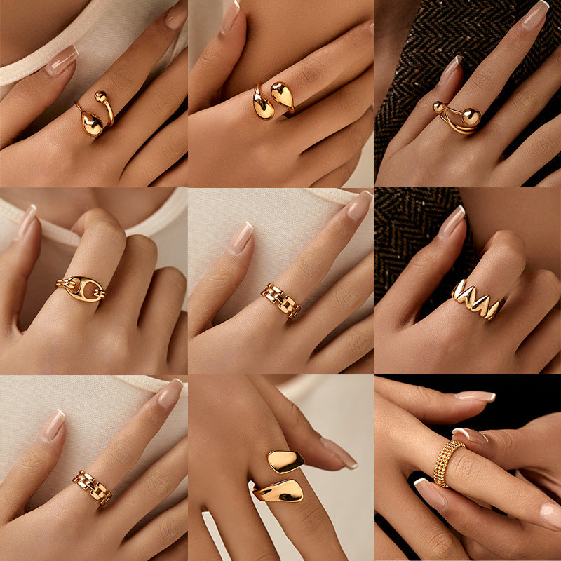 Wholesale Real Gold Plating 18K Ring Opening Personality Ring