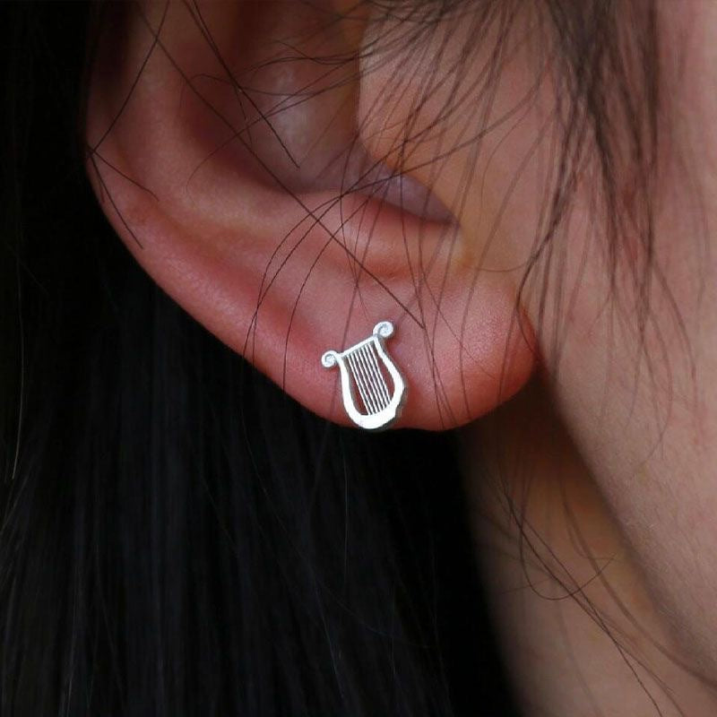 Wholesale Premium White Apollo and his Lyre Asymmetric Earrings