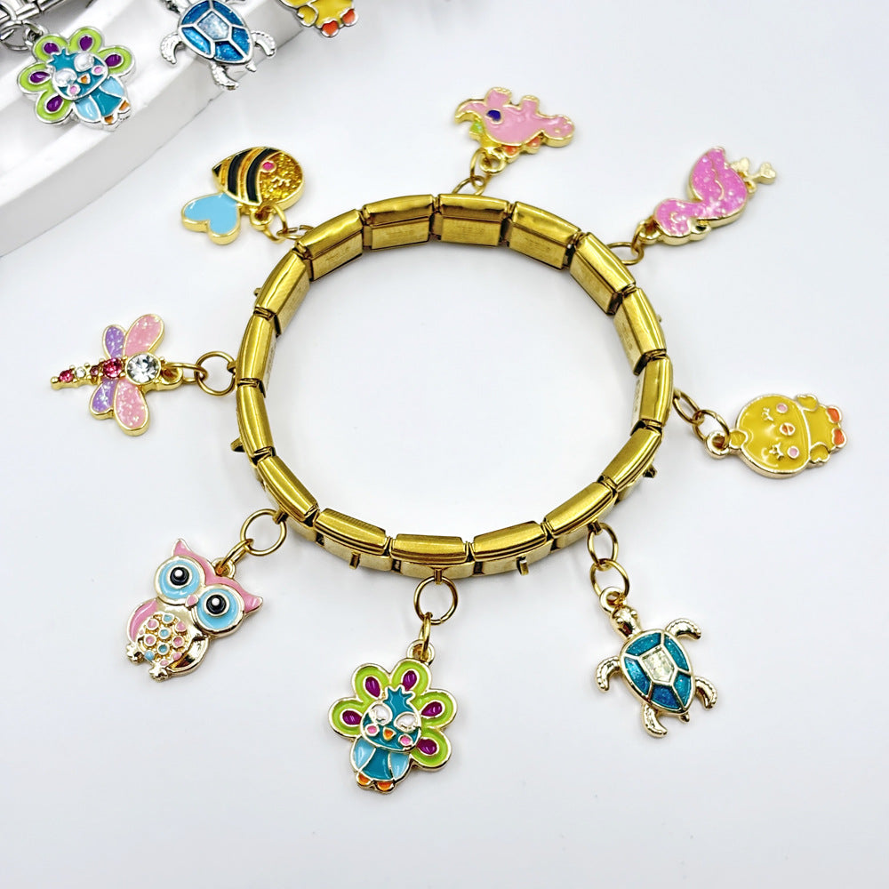 Wholesale Italian Charm Bracelet 9mm DIY Small Animal   Creative Stainless Steel Composable Bracelet