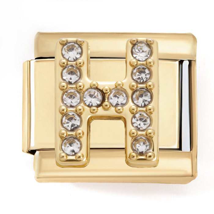 Wholesale 2PCS 9mm Italian Charm Starter Bracelets DIY Letters Stainless Steel Composable Bracelet