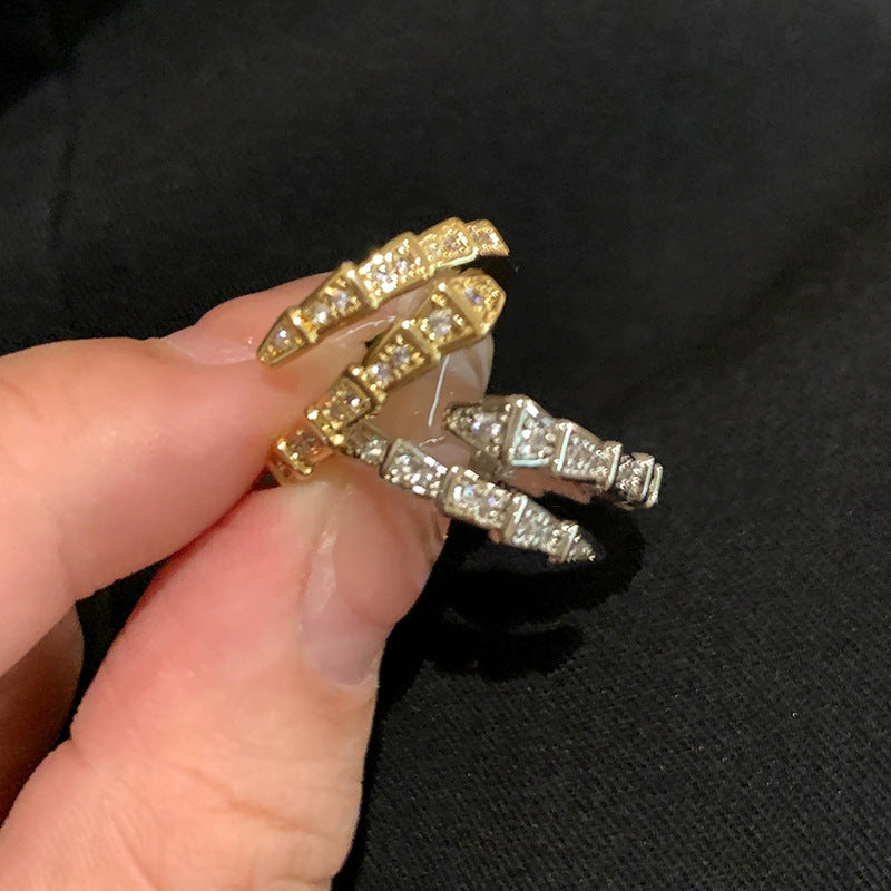 Wholesale Trendy Snake Open Ring For Women Zinc Alloy Serpent Jewelry Stylish Fashion Accessory Boutique Resale Gift