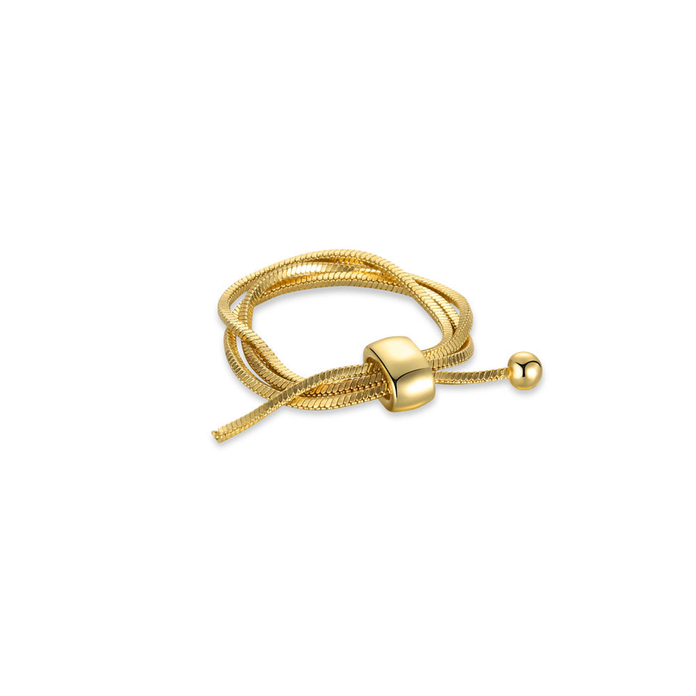 Wholesale pull chain  ribbon knotted multi-layer ring