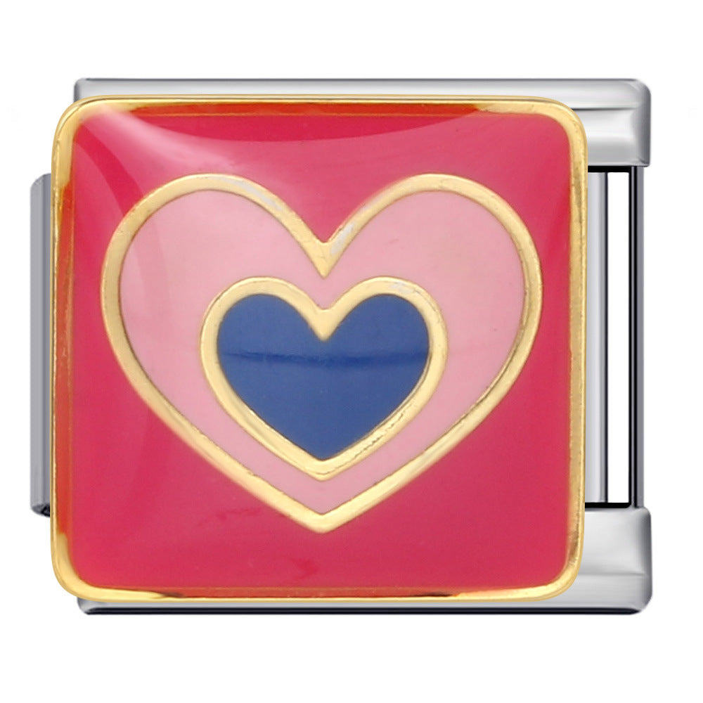 Wholesale Italian Charm Bracelet 9mm DIY Splicing Removable Colored Heart Stainless Steel Composable Bracelet