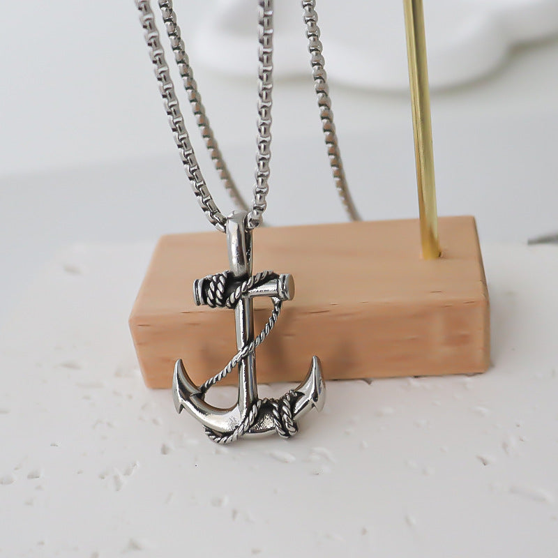 Wholesale personalized men' s alloy anchor shape necklaces
