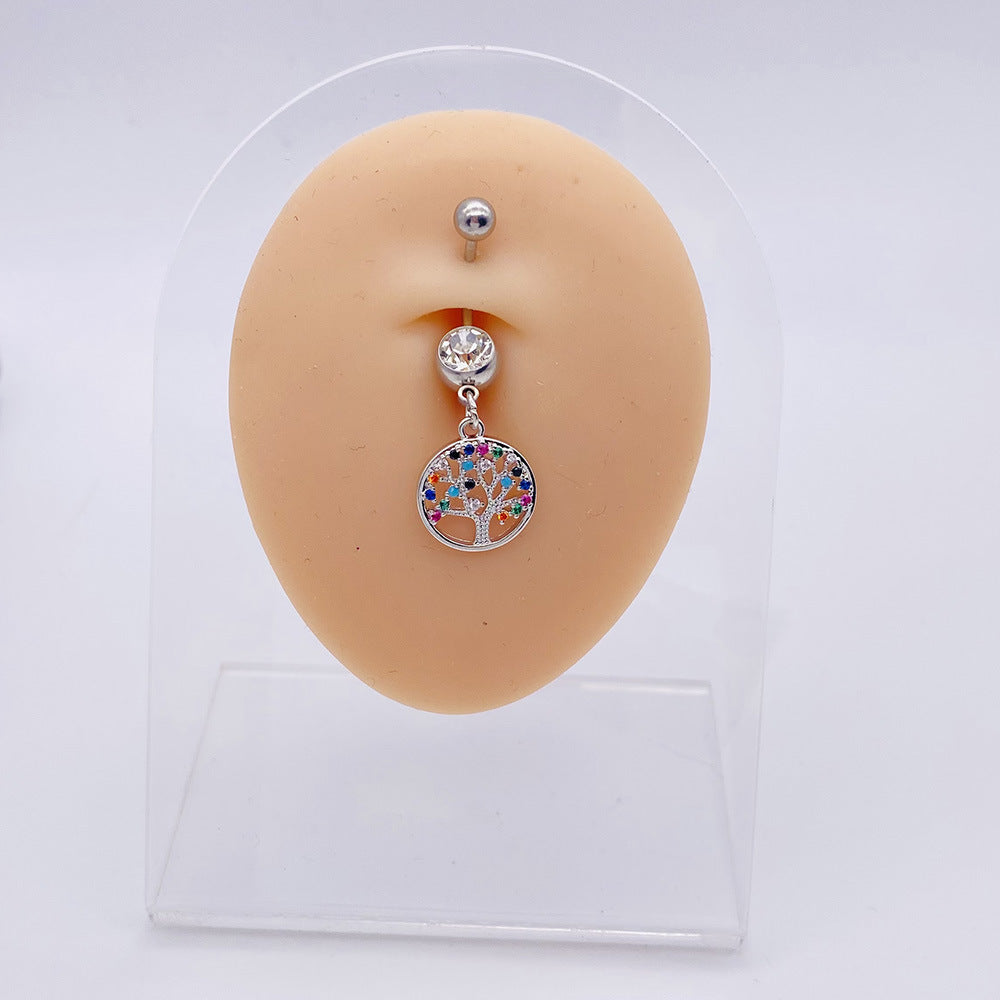 Wholesale Stainless Steel Long Tree of Life Zircon Belly Button Nails Body Jewelry ACC-BJ-ChenY001
