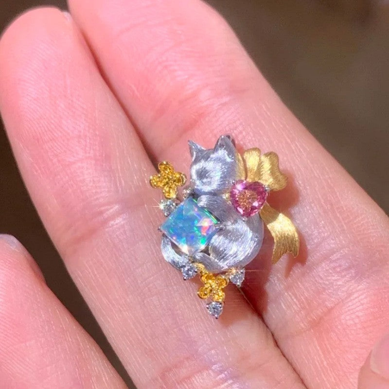 Wholesale Cute Alloy Kitten Pendant Necklace Electroplated Clavicle Chain Fashion Jewelry Gift