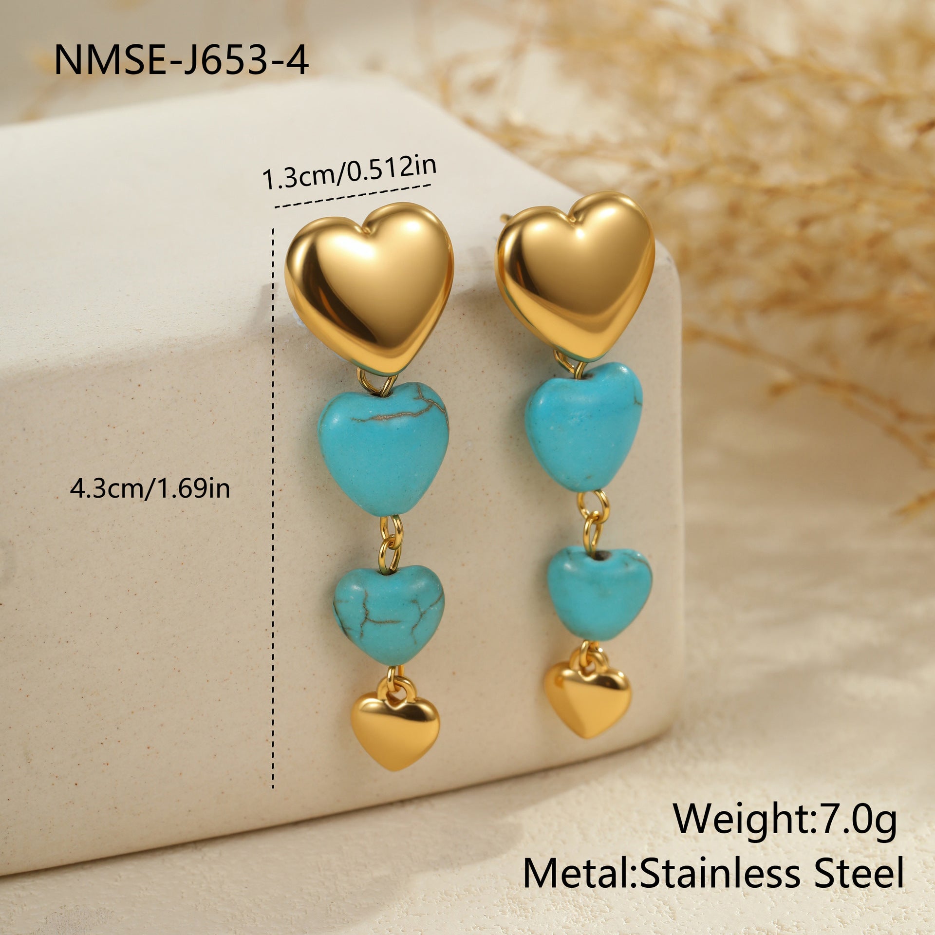 Wholesale Bohemian Luxury Turquoise Natural Stone Necklace and Ring