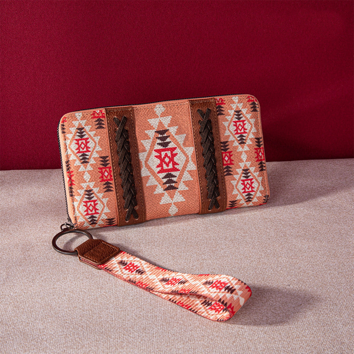 Wholesale Vintage Cotton Linen Aztec Western Style Bohemian Clutch Wallet