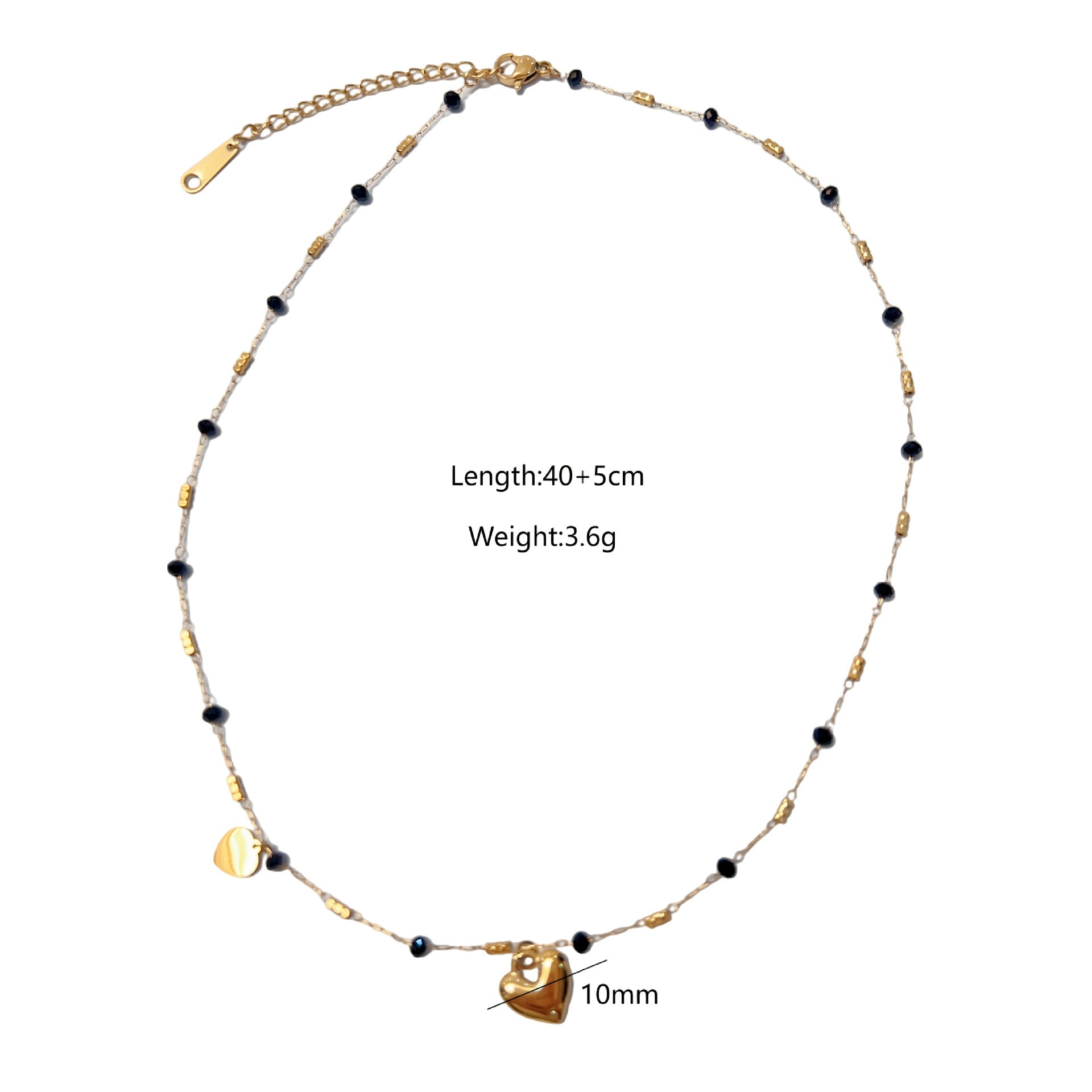 Wholesale Black Agate Bead Necklace Starfish Cross Love Pendant Stainless Steel Jewelry