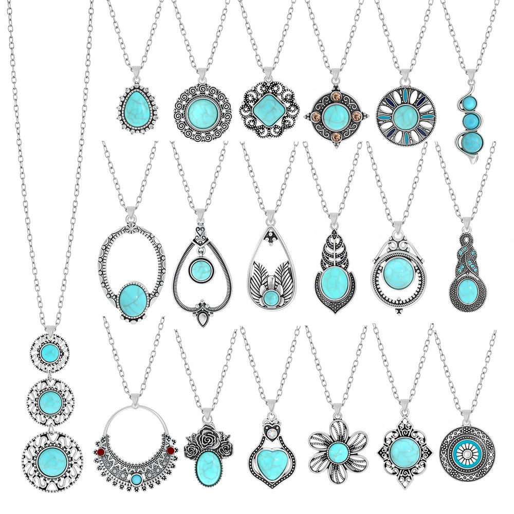 Wholesale Bohemian Heart Drop Pendant Necklace - Ethnic Style Zinc Alloy Inlay for Everyday Fashion Accessory