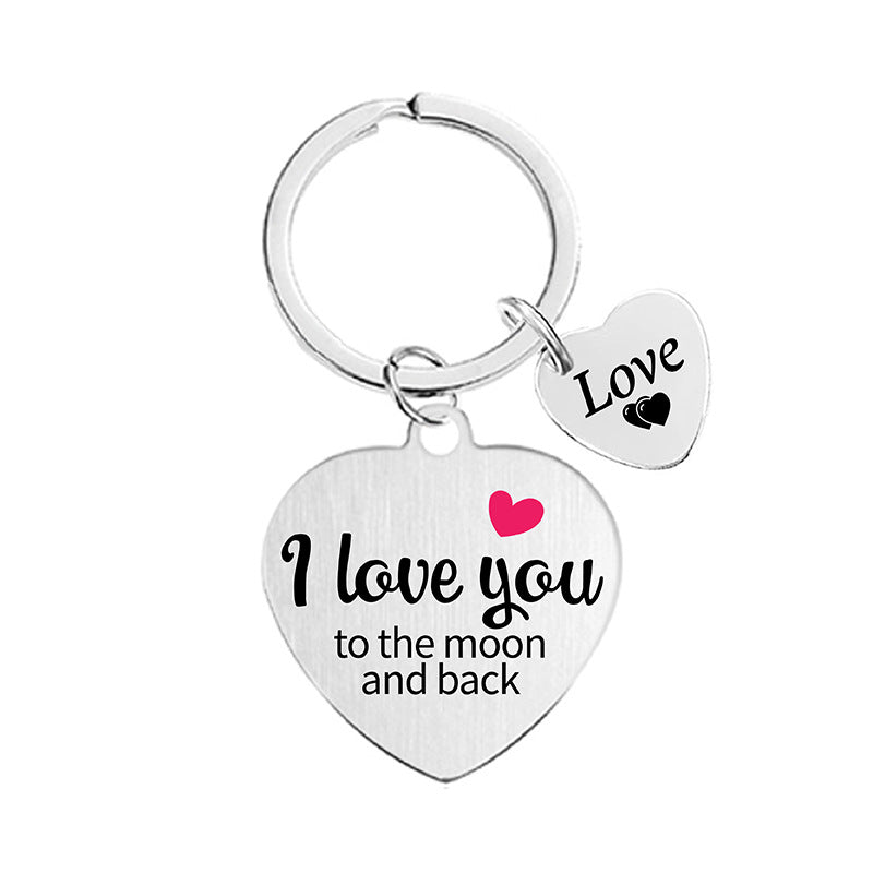 Wholesale Heart Color Print Family Affection Inspirational Holiday Gift Metal Keychain Creative Keychain ACC-KC-Ganggu020